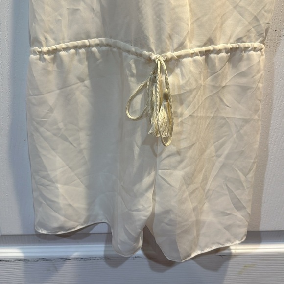 NWT! Leonisa Cream Chiffon Romper Coverup Crochet Trim M Swim - Picture 3 of 8